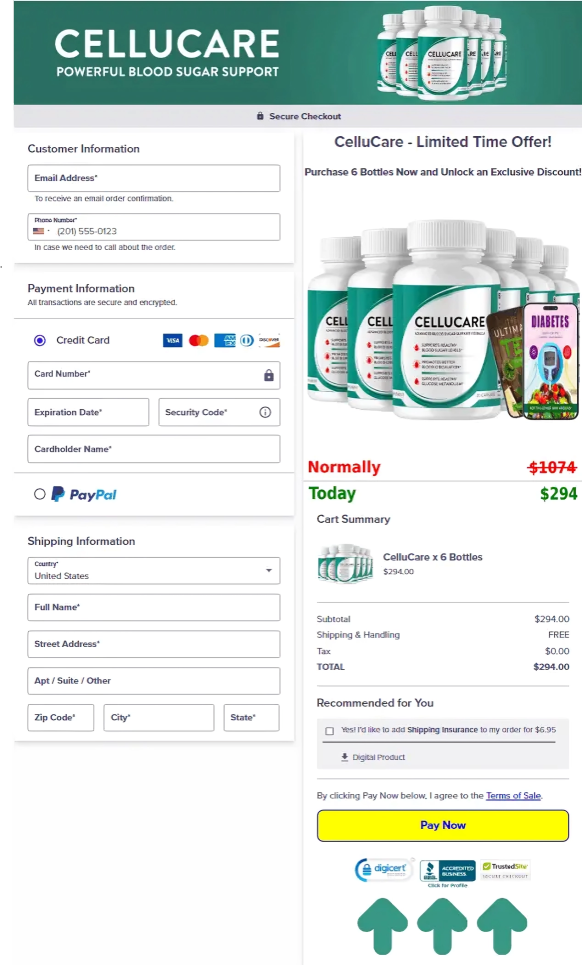 CelluCare Order Page